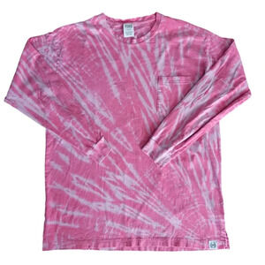 PINK by Victoria's Secret 100% Cotton Pink Tie-Dye Long Sleeve Tee, Women's M